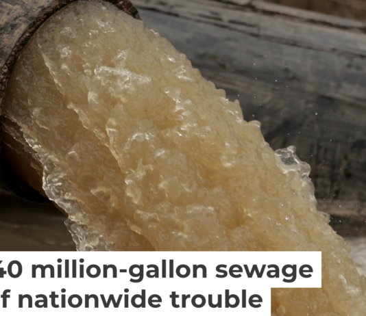 A pipe carries water and raw sewage into the C&O Canal, parallel to the Potomac River. Chip Somodevilla/Getty Images